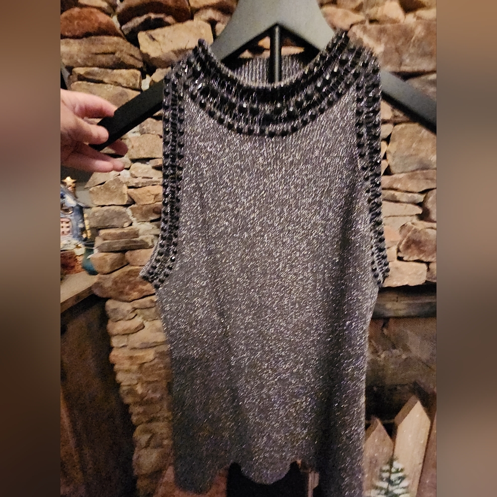 Grace Elements Silver Beaded Tank Top
